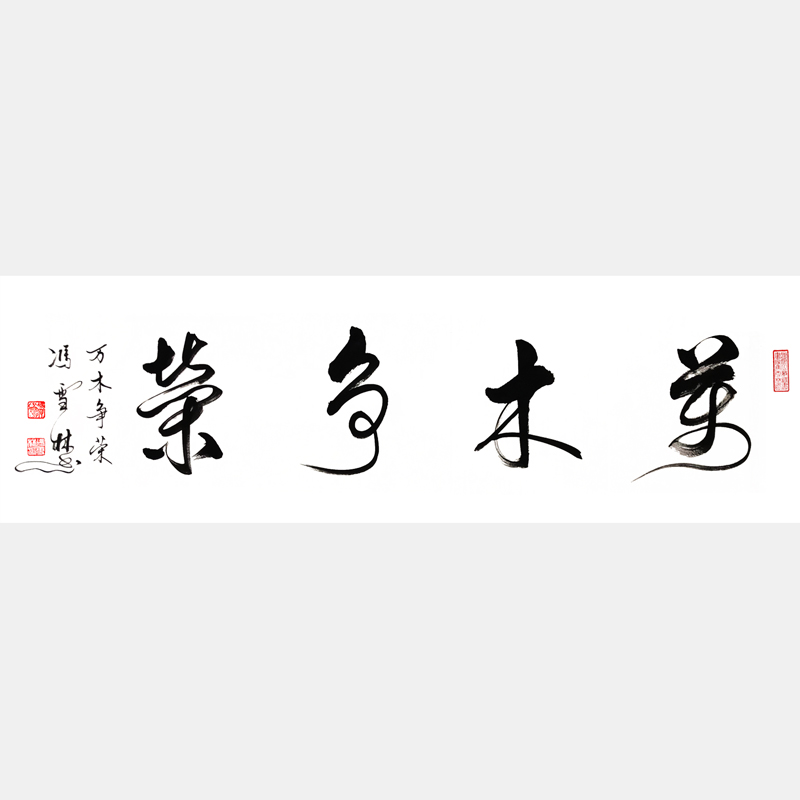 萬(wàn)木爭(zhēng)榮書法作品 草書四尺橫幅