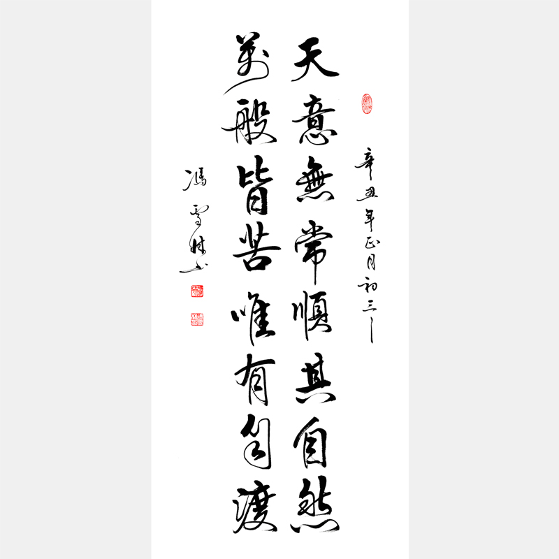 天意無(wú)常道法自然，萬(wàn)般皆苦唯有自渡。書法作品